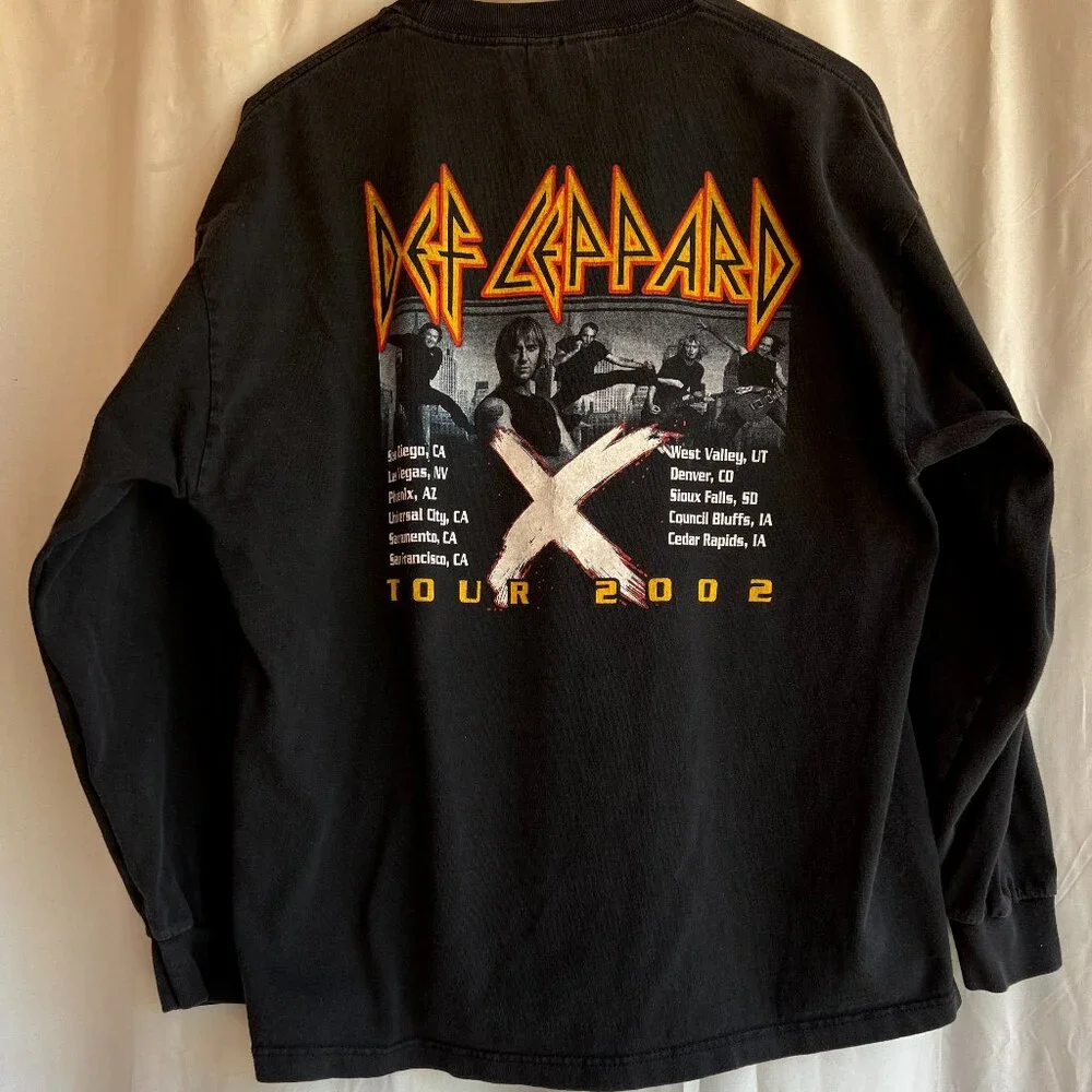 DEF LEPPARD 2002 X Ten Concert Tour Long Sleeve XLarge VINTAGE Black Graphic - Picture 2 of 12